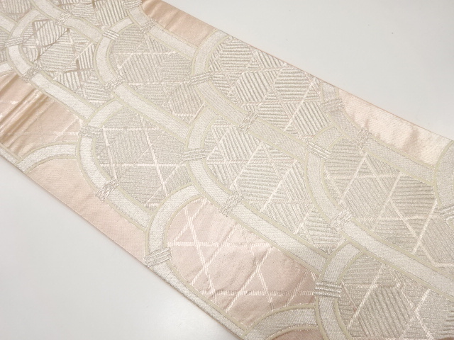 JAPANESE KIMONO / ANTIQUE FUKURO OBI / SILK / WOVEN FENCE